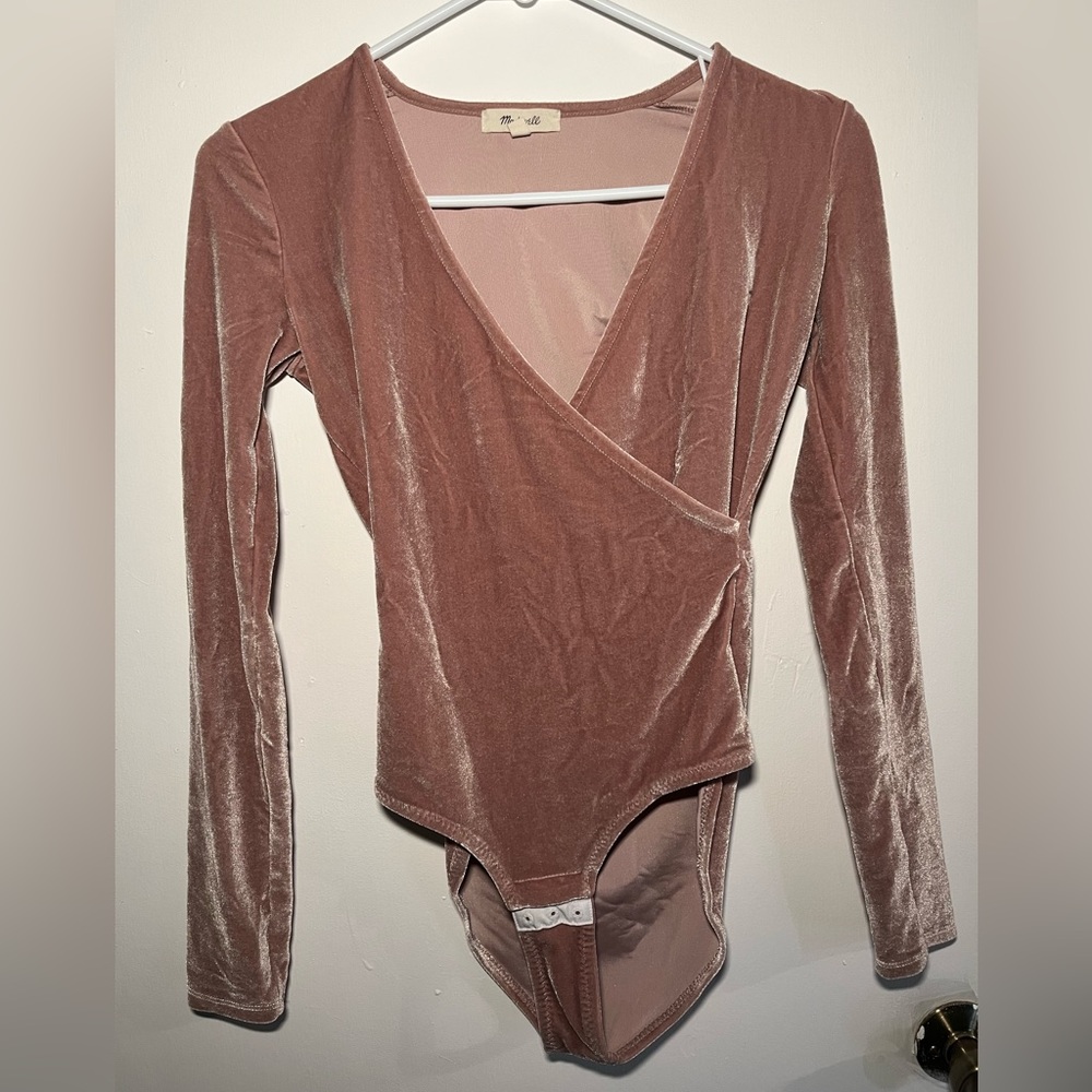 PINK MADEWELL VELVET BODYSUIT